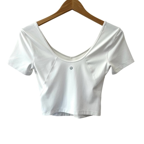 Lululemon women’s Align T-Shirt 6 white short sleeve cropped stretch yoga gym - Picture 2 of 6